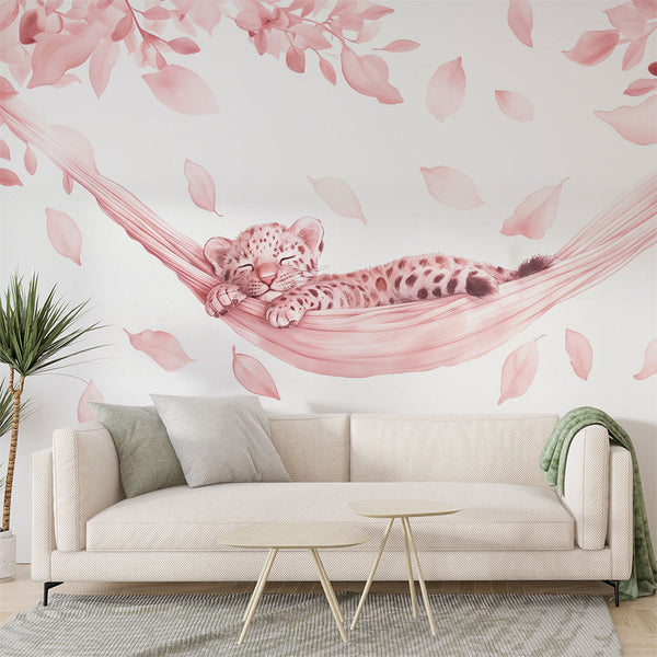 Pink Leopard Wallpaper | Dreamy Nursery Wall Mural