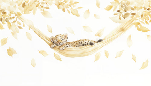 Baby Leopard Wallpaper | Soft Golden Nursery Wall Mural