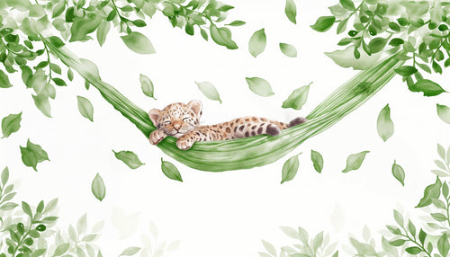 Animal Wallpaper | Baby Leopard on a Leafy Hammock