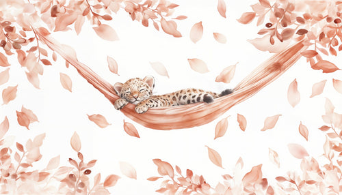Baby Leopard Wallpaper | Soft Apricot Wall Mural