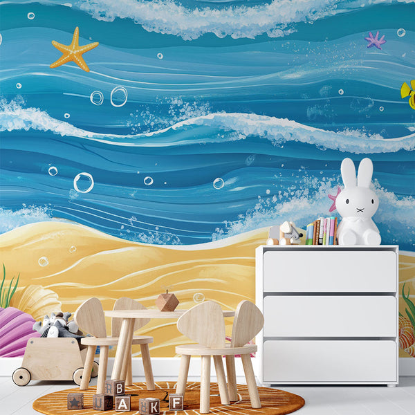 Ocean Wallpaper | Marine Life Burst Wall Mural for Kids