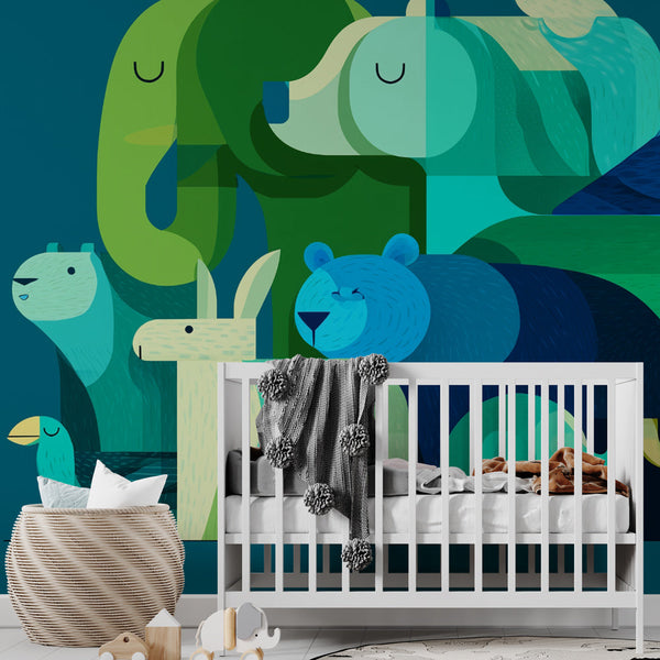 Geometric Animals Wallpaper | Modern Kids' Wall Mural
