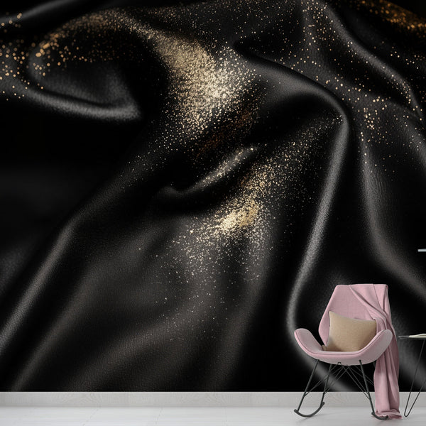 Starry Wallpaper | Shimmering Black and Gold Wall Mural