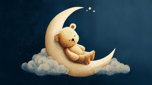 Bear on the Moon Wallpaper | Dreamy Nursery Wall Mural