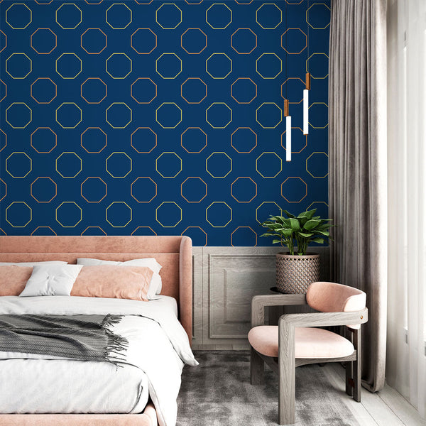 Modern blue octagon wallpaper