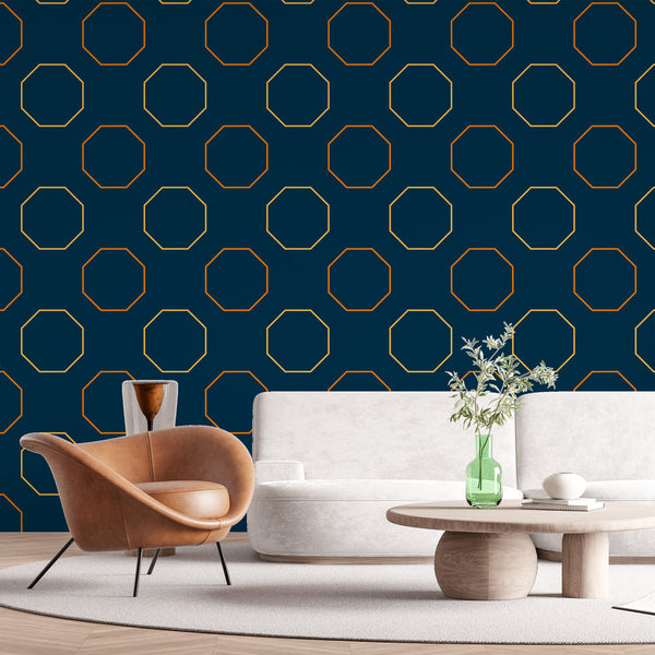 Modern blue octagon wallpaper