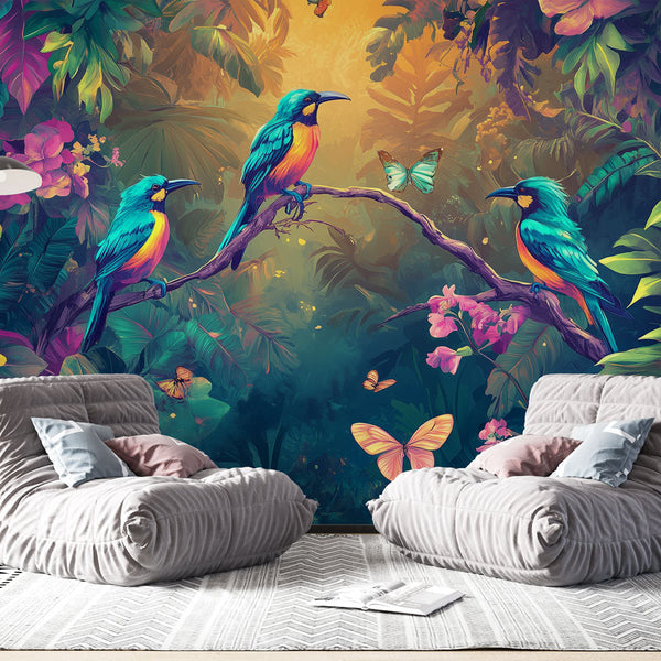 Exotic Garden Wallpaper | Birds & Butterflies in Color