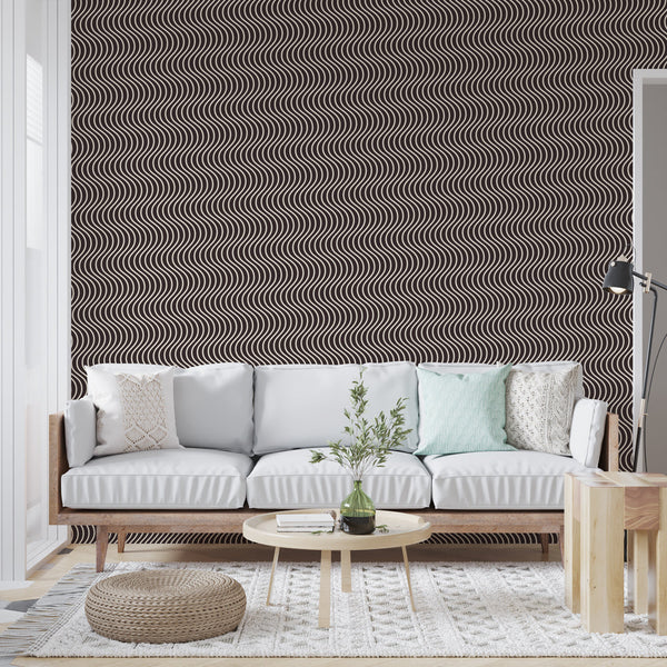 Wavy Wallpaper | Retro Black and White Design