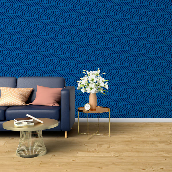 Wavy Wallpaper | Elegant Navy Blue