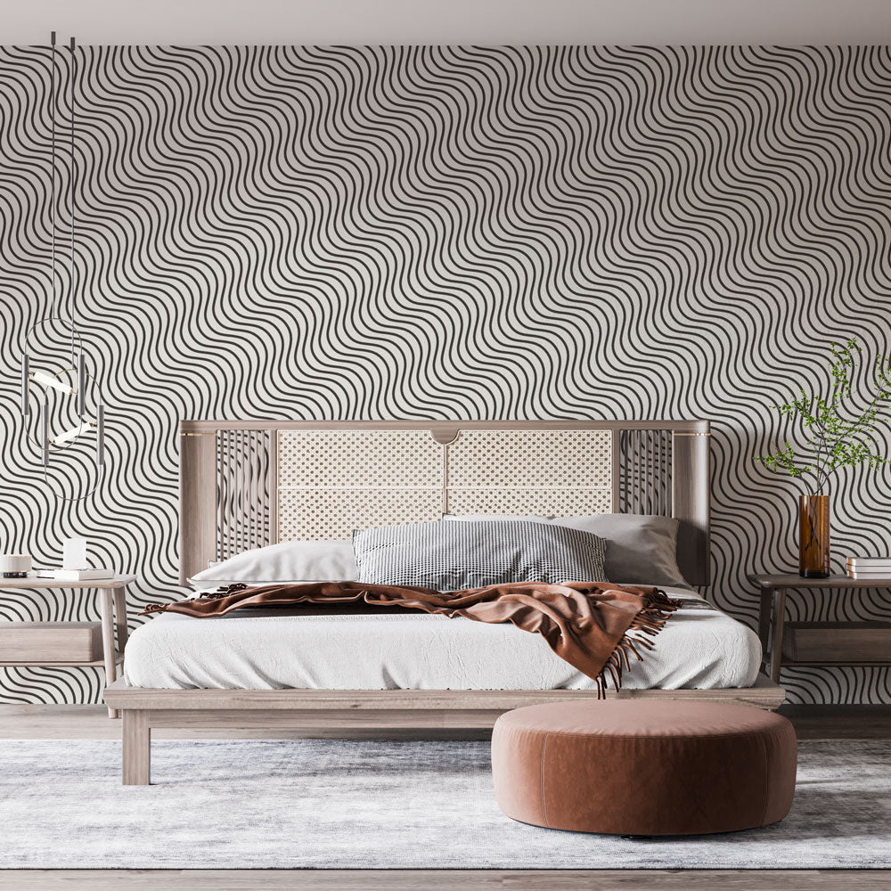 Wavy Wallpaper | Black White Geometric Pattern