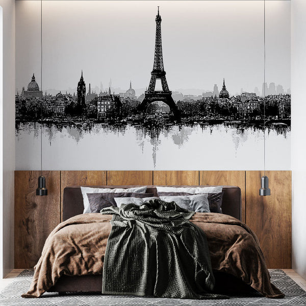 Paris Wallpaper | Black and White City Skyline Silhouette