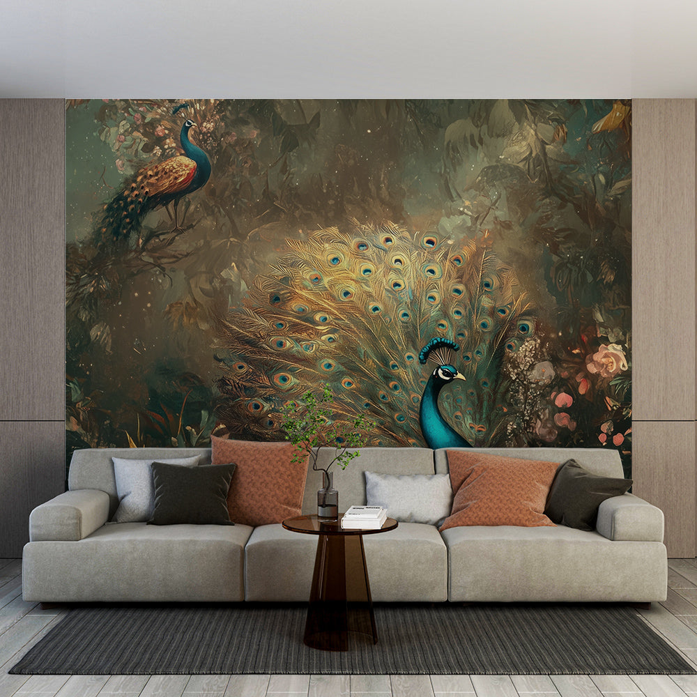 Peacock Wallpaper | Dazzling Whimsical Wall Mural