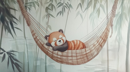 Cute Animal Wallpaper | Red Panda in Hammock Wall Mural