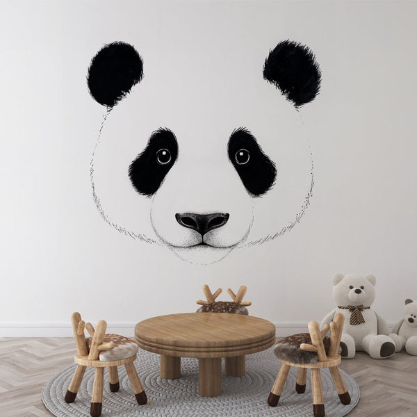 Minimalist Panda Wallpaper | Clean Monochrome Wall Mural