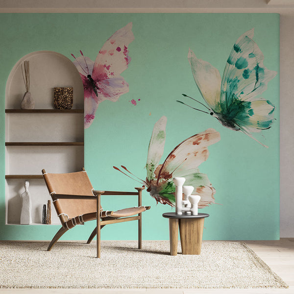 Butterfly Wallpaper | Pastel Watercolor Wall Mural
