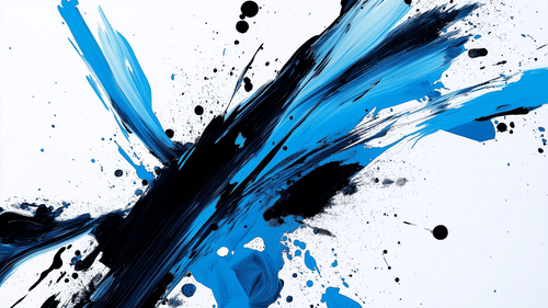 Abstract Blue Black Wallpaper | Energetic Splatter Wall Mural