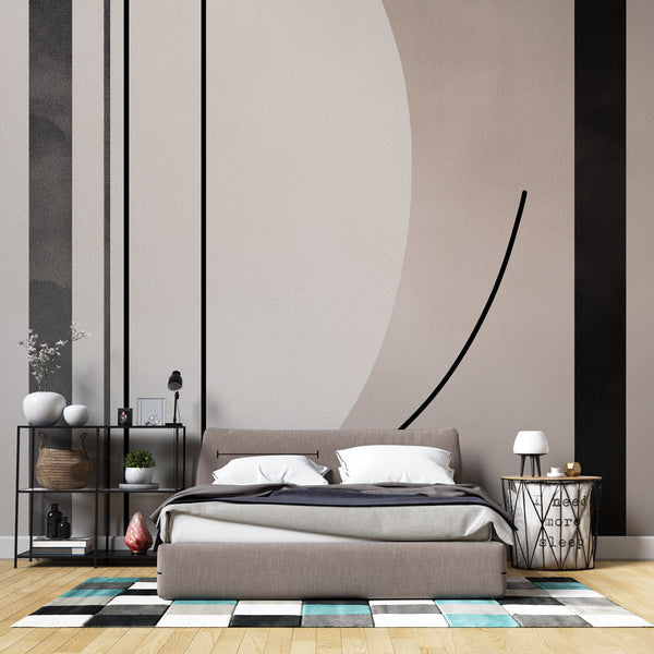 Minimalist Wallpaper | Black White Geometric Mural