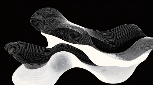 Abstract Wallpaper | Black White Wavy Wall Mural