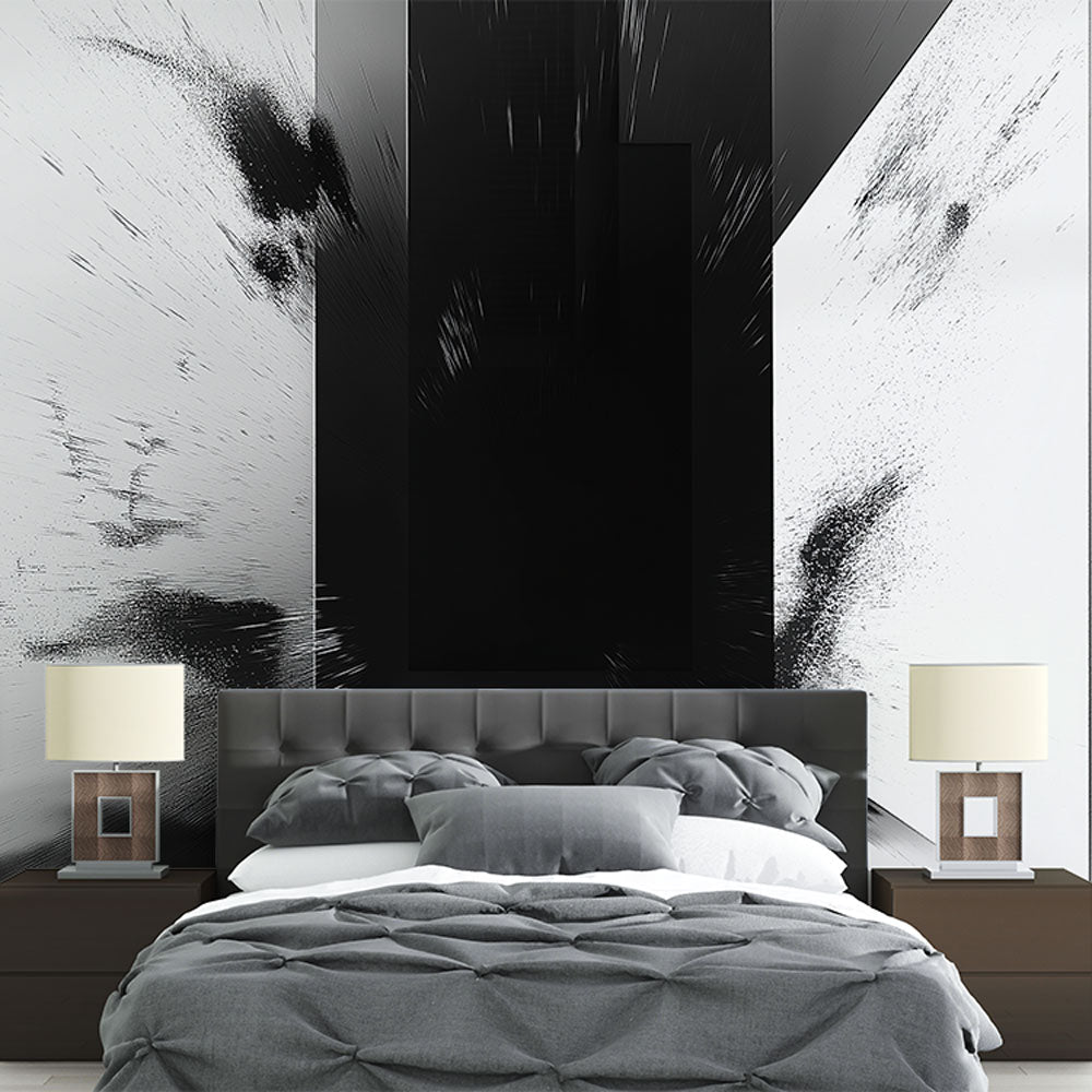 Abstract Wallpaper | Dynamic Black White Explosion Mural