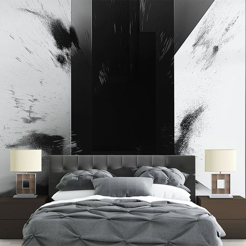 Abstract wallpaper with dynamic black and white explosion motif