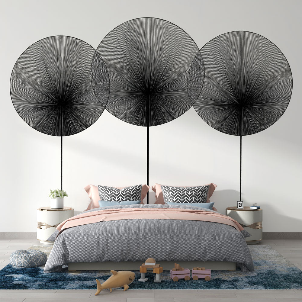 Abstract wallpaper | Stylized black circles wall mural