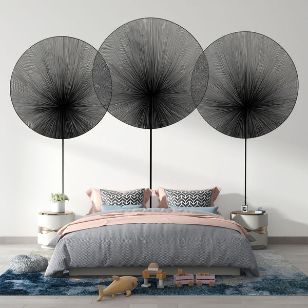 Abstract wallpaper | Stylized black circles wall mural