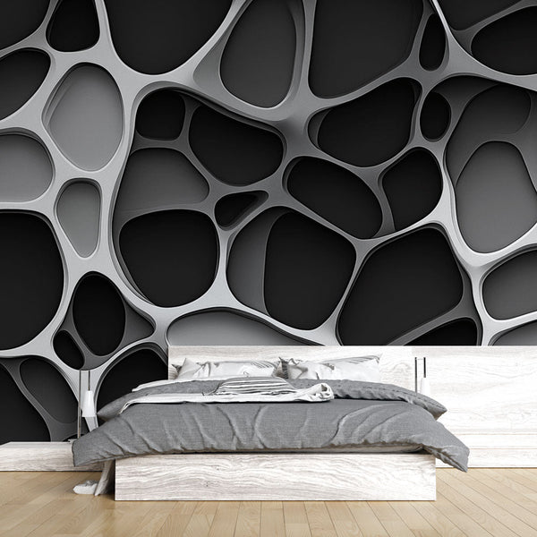 Abstract Wallpaper | Organic Black & White Wall Mural Pattern