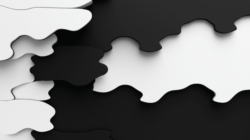 Abstract Wallpaper | B&W Wall Mural with Fluid Forms Design