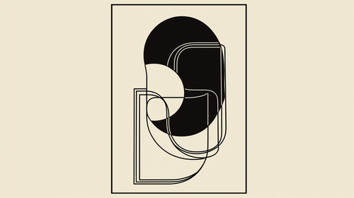 Abstract Geometric Wallpaper | Black Shapes on Cream Mural