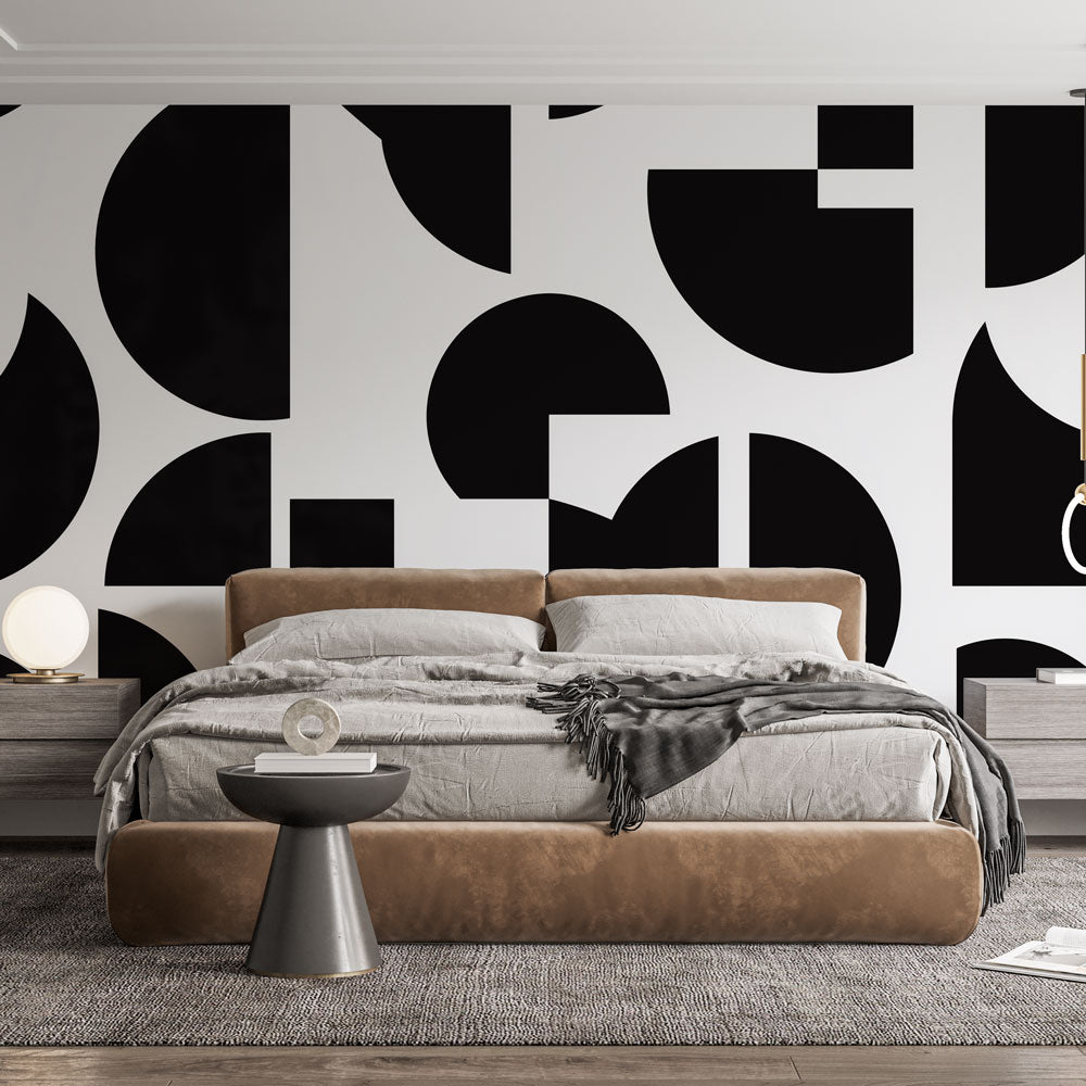 Abstract Wallpaper | Geometric Black White Wall Mural Modern