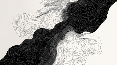 Abstract Wallpaper | Elegant Black White Wavy Wall Mural