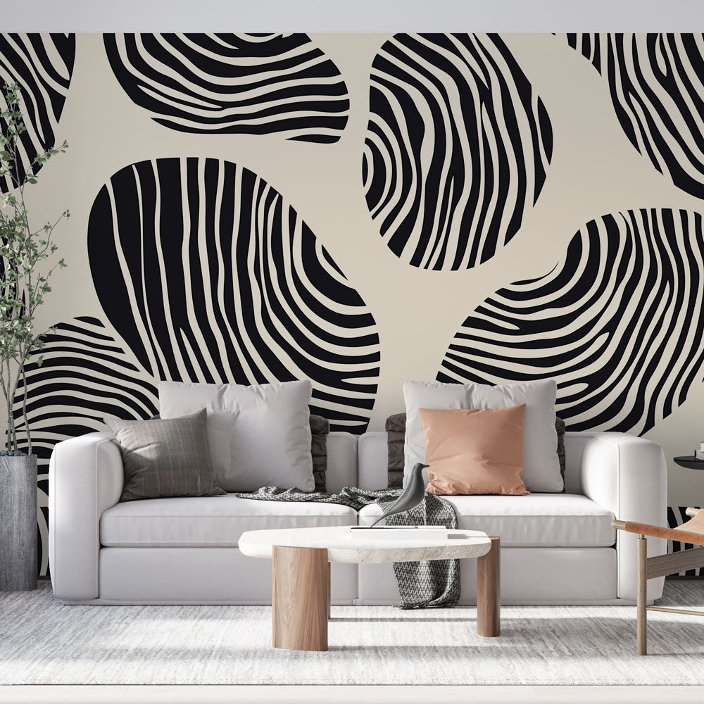 Abstract Wallpaper | Organic Black & White Wall Mural