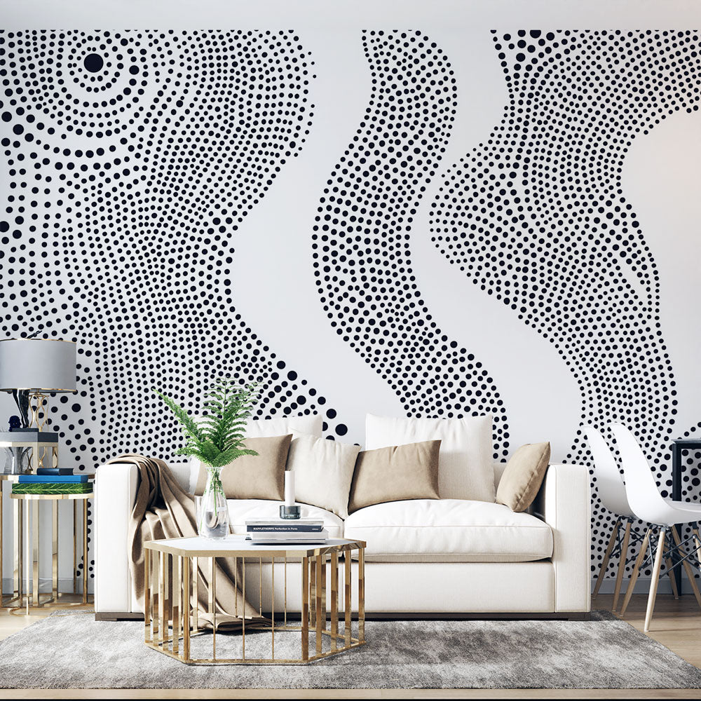Abstract Dots Wallpaper | Black & White Wall Mural