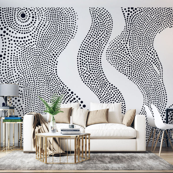 Abstract Dots Wallpaper | Black & White Wall Mural