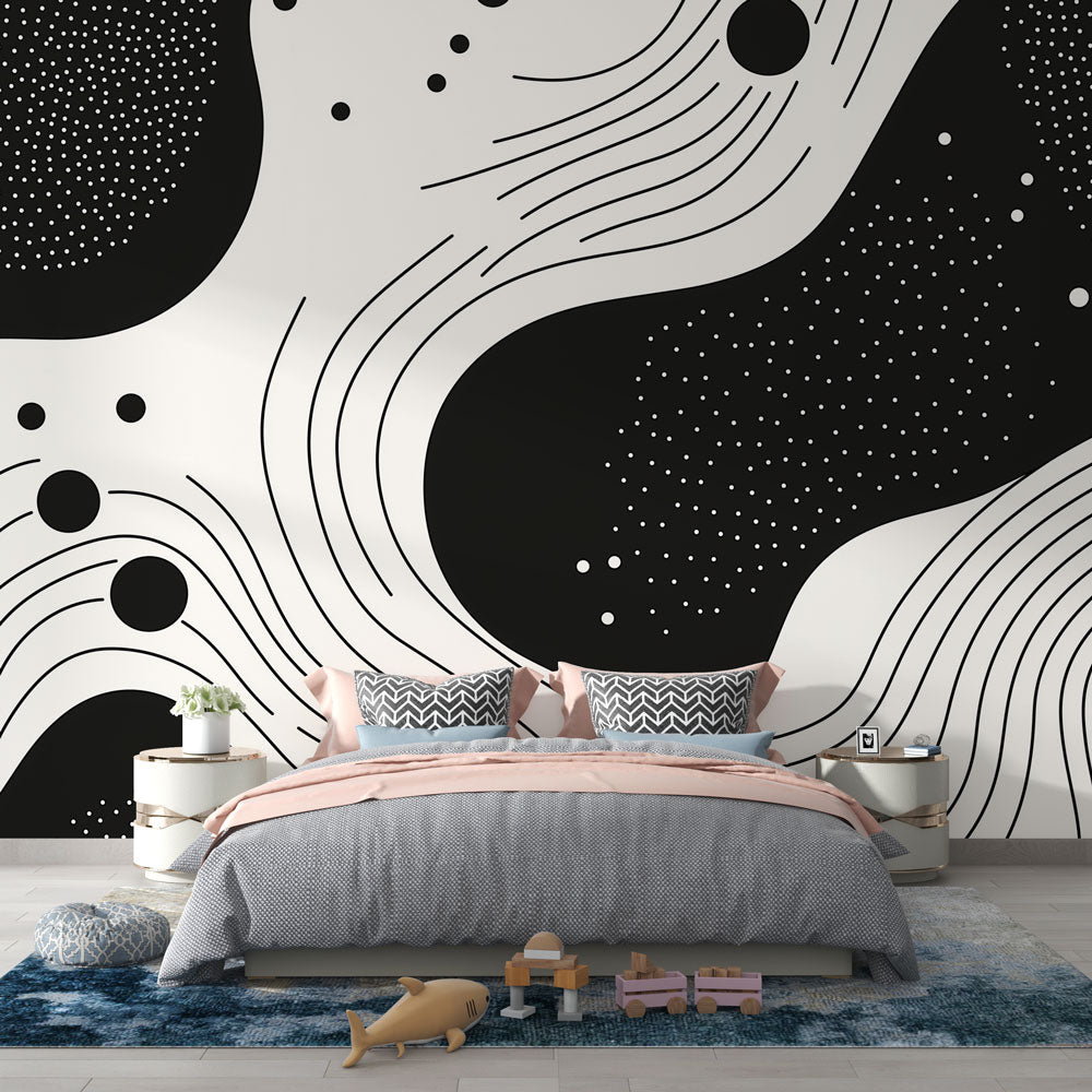 Fluid Abstract Wallpaper | Black White Wall Mural