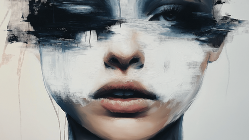 Abstract Black White Portrait Wallpaper | Artistic Wall Mural