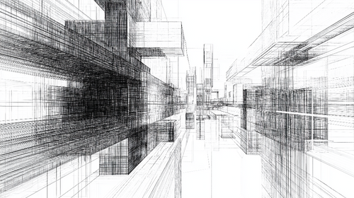 Abstract Wallpaper | Black White Architectural Wall Mural