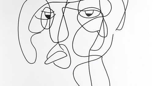 Abstract Wallpaper | Minimalist Face Black Line Wall Mural