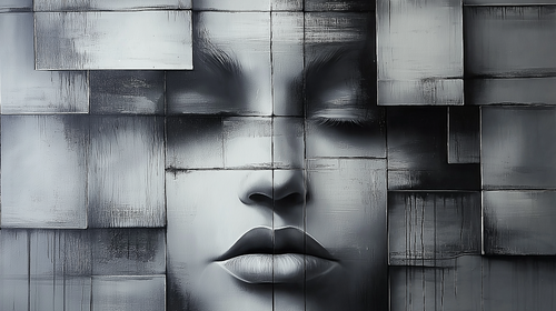 Abstract Wallpaper | Stylised Black and White Face with Textures