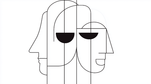 Abstract Wallpaper | Stylised Faces Black and White Wall Mural