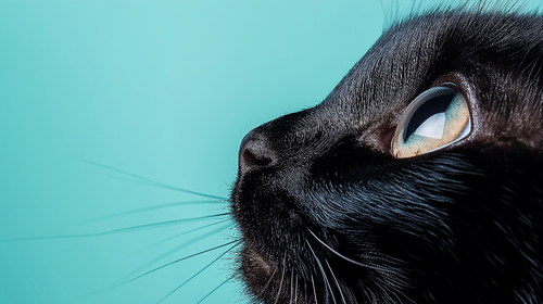 Animal Wallpaper | Black Cat Turquoise Wall Mural