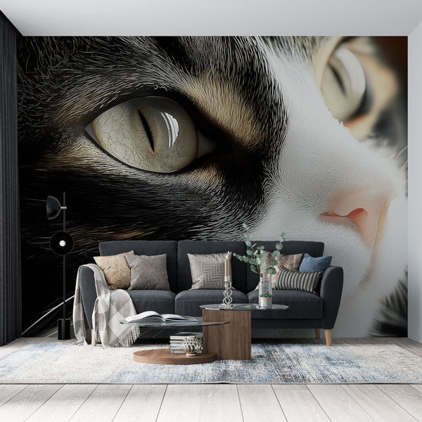 Animal Wallpaper | Captivating Cat Gaze Wall Mural