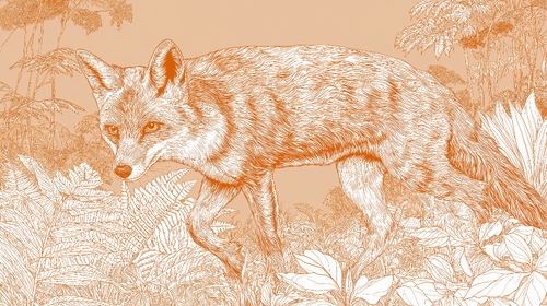 Animal Wallpaper | Fine Fox Illustration in Lush Greenery