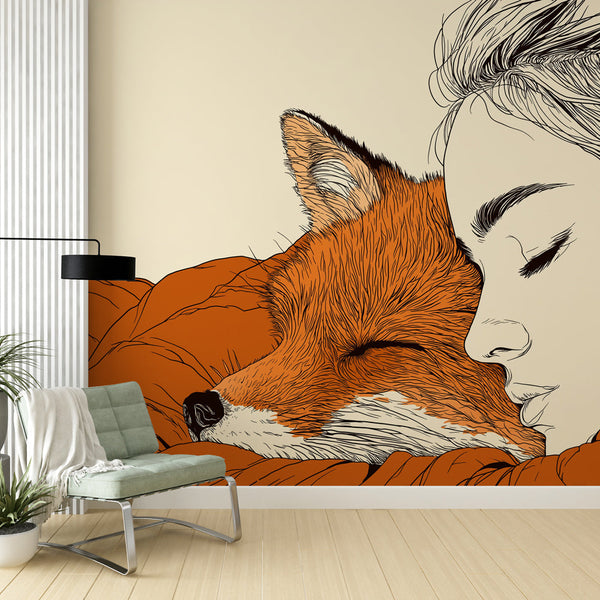 Animal Wallpaper | Tender Bond Between a Woman and a Fox