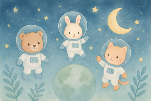 Astronaut Animals Wallpaper | Bear, Rabbit and Cat in Space