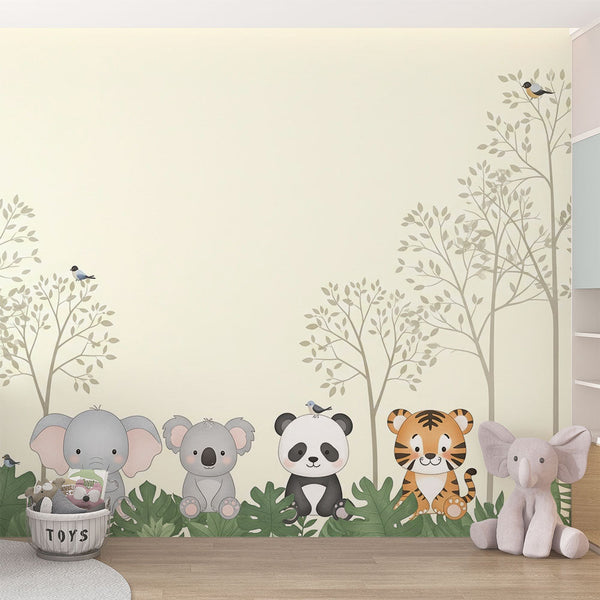 Jungle Animals Wallpaper | Koala, Panda and Tiger Wall Mural