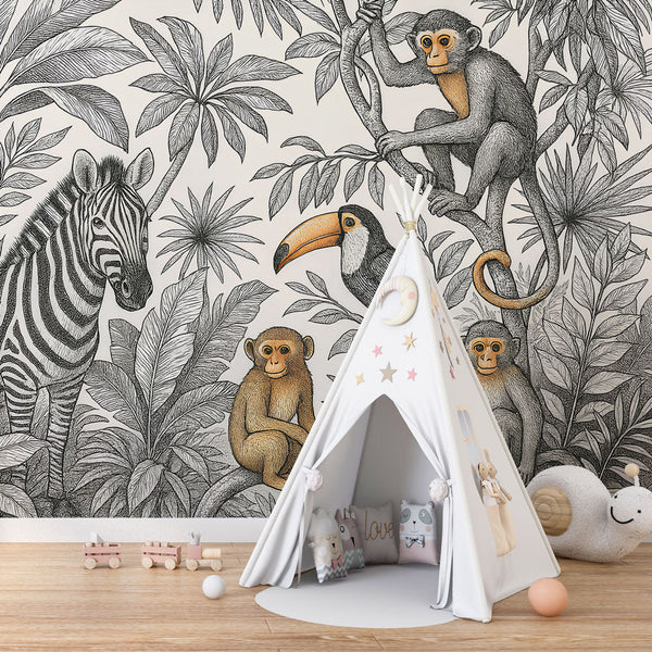 Jungle Animals Wallpaper | Exotic Wildlife Among Lush Leaves
