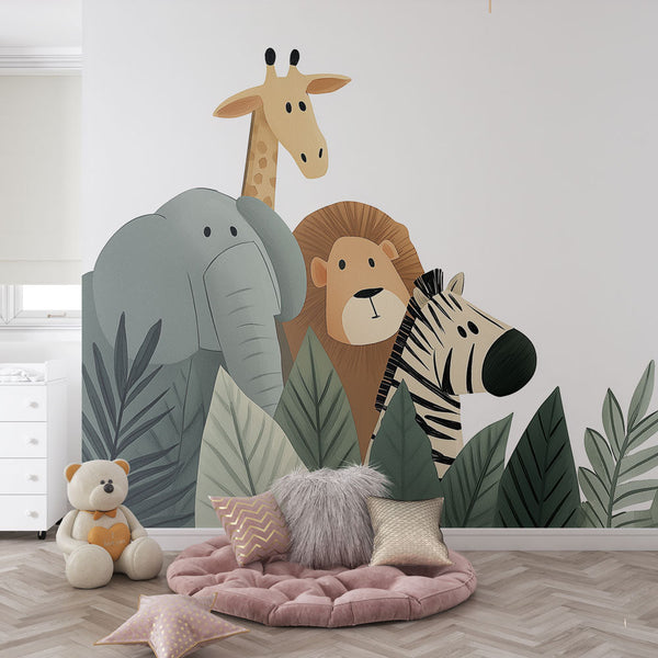 Savanna Wallpaper | Colorful Animals Among Exotic Foliage