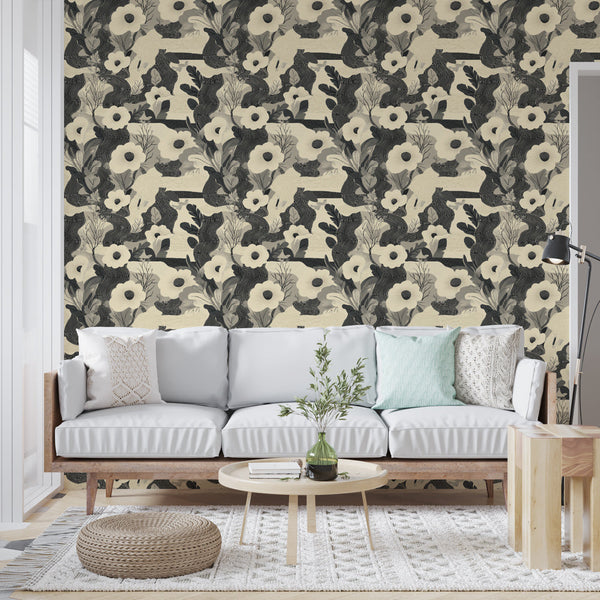 Animal and Floral Wallpaper | Monochrome Nature Wall Mural