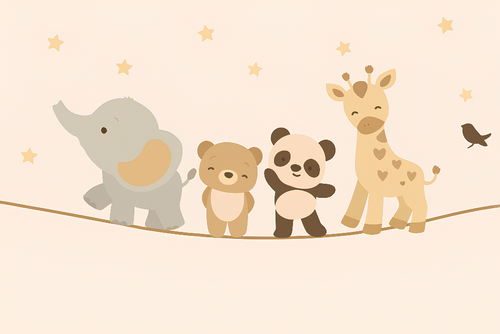Cute Animals Wallpaper | Elephant, Bear, Panda and Giraffe